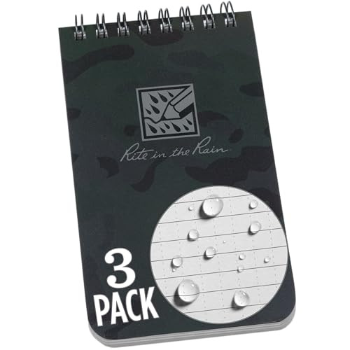 Rite in the Rain Weatherproof Top Spiral Notebook, 3x 5, NightHawk Camo Cover, Universal Pattern, 3 Pack (No. NHC35-3)