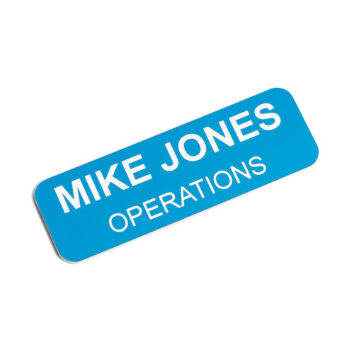 Custom Engraved Name Tag Badges  Personalized Identification with Pin or Magnetic Backing, 1 Inch x 3 Inches, Sky Blue/White