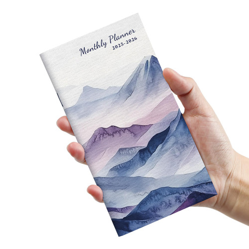 Pocket Calendar 2025-2026 for Purse, Two Year Monthly Planner Pocket Size, Jan 2025 to Dec 2026, Monthly Planner Small Size (6.5" x 3.5")-Distant Peaks