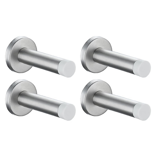 JQK Door Stopper, 304 Stainless Steel Thicken 1mm Sound Dampening Door Stop Bumper Wall Protetor 4 Pack, Brushed, DSB5-WN-P4