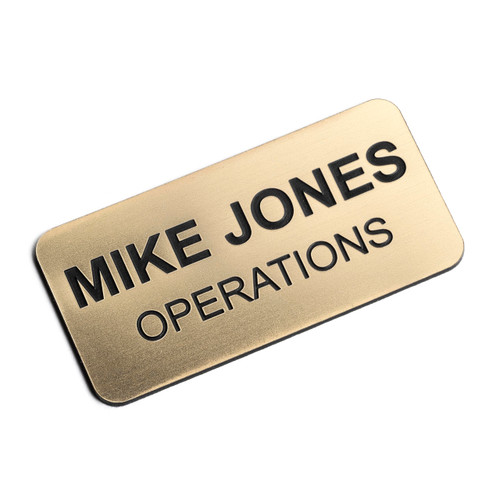Custom Engraved Name Tag Badges  Personalized Identification with Pin or Magnetic Backing, 1.5 Inch x 3 Inches, Radiant Gold/Black