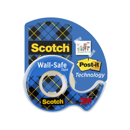 Scotch Wall-Safe Tape, 1 Rolls Sticks Securely, Removes Cleanly, Invisible, Designed for Displaying, Photo Safe, 3/4 in x 650 in (183)