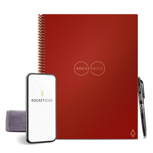 Rocketbook Core Reusable Spiral Notebook, Letter Size 8.5x11, Maroon - Dotted Pages, App-Connected, Erasable, Durable Cover, Ideal for School, Work, and Creative Projects