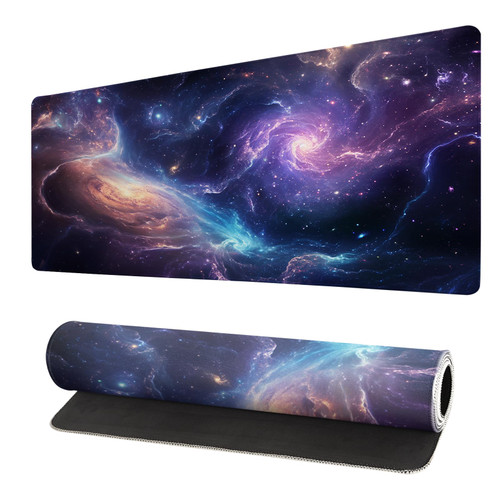 Gaming Mouse Pad Desk Pad,Extended Big Mouse Pad,31.5x11.8 Inch Long Computer Keyboard Mouse Mat Mousepad with 3mm Non-Slip Base and Stitched Edge for Gaming and Office (Nebula)