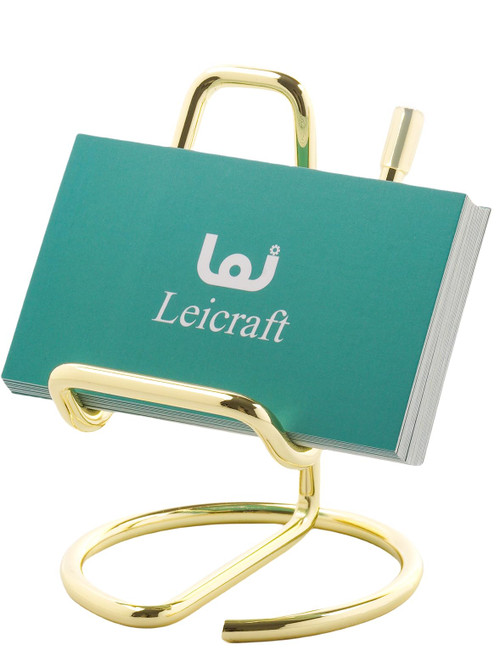 Leicraft Business Card Holder for Desk, Cute Metal Card Organizers and Office Desk Accessories for Men and Women (Vertical Golden)