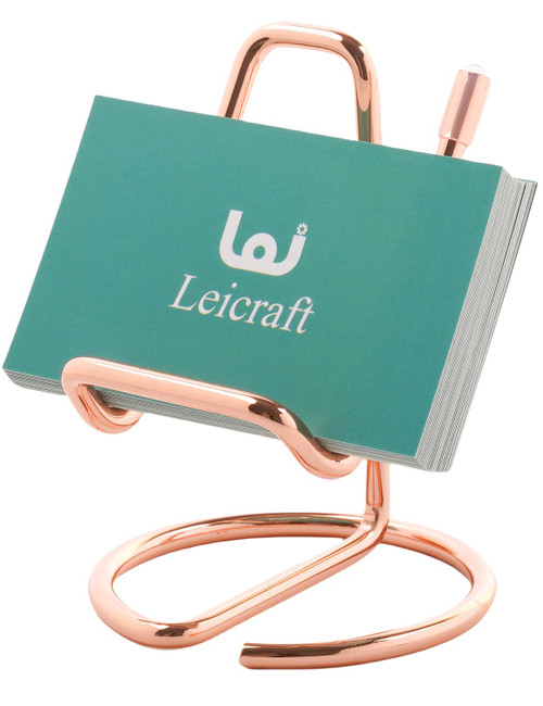Leicraft Business Card Holder for Desk, Cute Metal Card Organizers and Office Desk Accessories for Men and Women (Vertical Rose gold)
