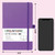 Dotted Journal/Notebook - Dot Grid Hard Cover Notebook, Premium Thick Paper with Fine Inner Pocket, Black Smooth Faux Leather, Pen Loop, 5.3'' x 8.26'' - Lavender