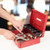Cash Box with Money Tray and Combination Lock Metal Money Box for Cash Tiered Lock Box for Money 11.8" x 9.4" x 3.54" Red