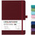 Dotted Journal/Notebook - Dot Grid Hard Cover Notebook, Premium Thick Paper with Fine Inner Pocket, Black Smooth Faux Leather, Pen Loop, 5.3'' x 8.26'' - Burgundy