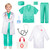 Meland Doctor Costume for Kids - Kids Scrubs with Lab Coat & Carry Bag, Doctor Dress Up for Halloween, Career Day Role Play(Green,7-8 Years)