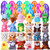NEWBEA 24 Pcs Filled Easter Eggs with Plush Animal Toys,Plastic Easter Eggs with Toys Basket Stuffers Fillers, Classroom Prize Supplies