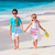 UTTPLL Colorful Mesh Beach Bag Adjustable Kids Quick Dry Net Tote for Seashell Collecting Beach Sand Toy Totes Swimming Accessories for Boys and Girls Yellow&Dark Blue