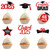 48 PCS Graduation Cupcake Toppers 2025, 6 Style Class of 2025 Decorations, Black and Red Congrats Grad Cake Toppers Graduation Cake Toppers, Glitter Design Red and Black Graduation Decorations 2025