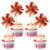 Gyufise 20Pcs Foil Firework Cupcake Toppers Sparkle Tinsel Cake Toppers Tinsel Drink Cake Decoration Cocktail Picks for Birthday Wedding Graduation Party Supplies Gold Red