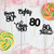 30 Pack Happy 80th Birthday Cupcake Toppers - Black Glitter Eighty Cheers to 80 Years Old Cupcake Picks for Anniversary Party Cake Decorations
