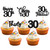 30 Pack Happy 30th Birthday Cupcake Toppers Black Glitter Thirty Cheers to 30 Birthday Cupcake Picks for Happy 30th Birthday Anniversary Party Cake Decorations Supplies