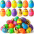 JOYIN 64 Pcs 3.15" Colorful Printed Eggs Include 8 Golden, Plastic Fillable Empty Eggs for Easter Hunt, Basket Stuffer Filler, Classroom Prize, Party Favors