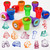 Cinrobiye 24 Pcs Happy Camper Party Stampers for Boys Girls,Camping Adventure Birthday Party Supplies Favors, Classroom Rewards Carnival Prizes, Goodie Bag Pinata Fillers for Camping Party