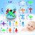 Suction Bath Toys for Kids, 20 Pcs No Hole Outer Space Bath Toy with Eggshell & Bag, Silicone Suction Cup Toys, Sensory Window Building Toys for Toddlers Boys Girls 3 4 5 6 Year Old