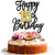 1 PCS Happy 15th Birthday Cake Topper Black Gold Glitter Cheers to 15 Years Birthday Cake Pick 15 Fabulous Cake Decoration for Happy 15th Birthday Anniversary Party Cake Decorations Supplies
