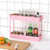SPACELEAD Slim Storage Cart 3 Tier,Bathroom Organizer Rolling Utility,Mobile Shelving Unit Slide Out for Office, Kitchen, Laundry Room & Narrow Places,Pink