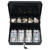 xydled Cash Box with Money Tray and Key Lock,Tiered, Cantilever Design,4 Bill / 5 Coin Slots,11.8" x 9.5" x 3.5",Black