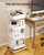 Pipishell 4 Tier Mesh Utility Cart, Rolling Metal Organization Cart with Handle and Lockable Wheels, Multifunctional Storage Shelves for Kitchen Living Room Office White, PIUC12W