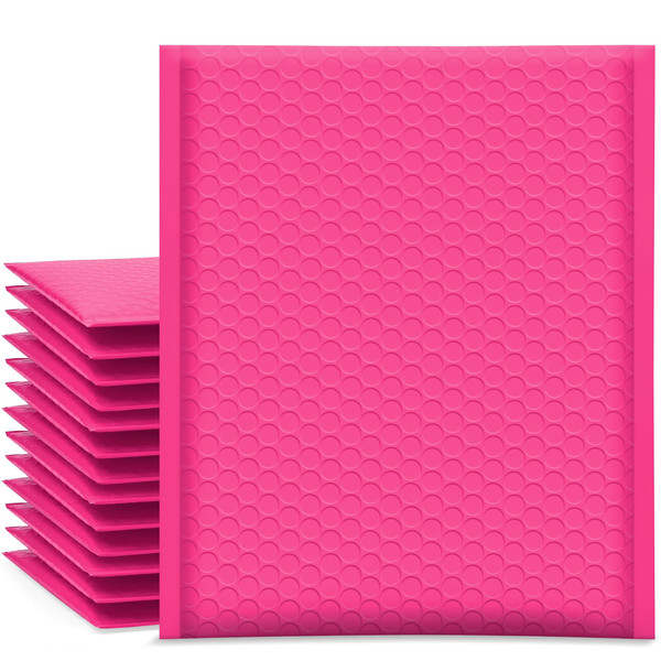 UCGOU Bubble Mailers 8.5x12 Inch Hot Pink 25 Pack Usable Size 8.5x11 Poly Padded Envelopes #2 Medium Mailing Opaque Packaging Postal Self Seal Waterproof Boutique Shipping Bags for Clothes Makeup