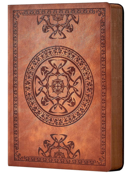 CAGIE Leather Vintage Journal for Men Soft Cover Lined Pages Notebook 180 Lay Flat for Writing Travel Diary, 5.7'' x 8.3'', Brown