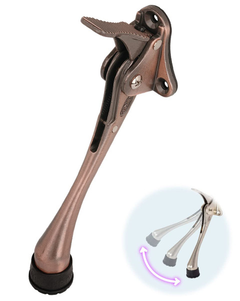 One Touch Kickdown Door Stopper, Door Holder, Heavy Duty Door Stops, Bottom of Door, Height-Adjustable Rubber Tips by HASHI (Antique Bronze 6 inch x 1pack)