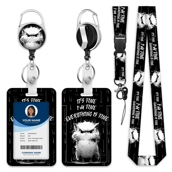 Lanyards for ID Badge Holder for Women Cute, Teacher Lanyard with ID Holder Clip,Retractable Keychain Badge Reel Heavy Duty, Teacher Nurse Work Office Gifts (#16:I'm Fine)