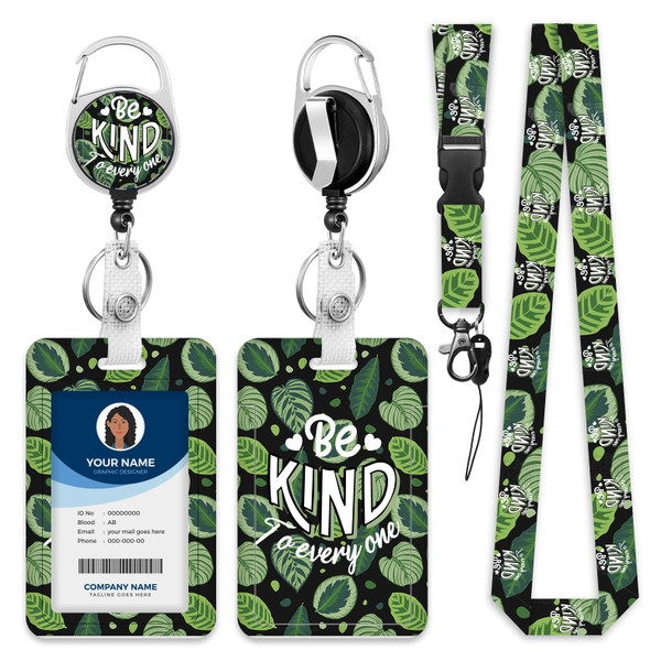 Lanyards for ID Badge Holder for Women Cute, Teacher Lanyard with ID Holder Clip,Retractable Keychain Badge Reel Heavy Duty, Teacher Nurse Work Office Gifts (#26:Green Be Kind)