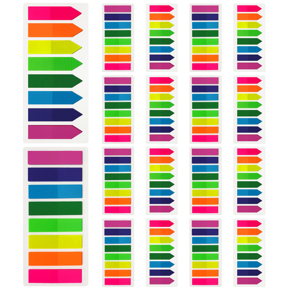 KICNIC Page Markers Colored Sticky Tabs 3200 Pcs, Translucent Arrow Flags for Page Marking, Fluorescent Index Tab Stickers for Notebooks, Small Sticky Notes Flags [8 Colors, 16 Sets]