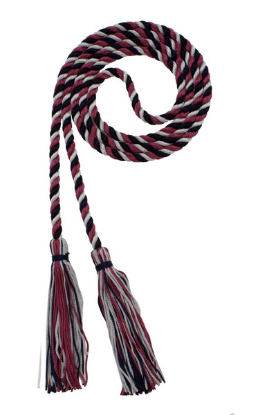 Tassel Depot Graduation Honor Cord - Navy/Maroon/Gray - Every School Color Available - Made in USA