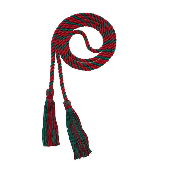 Tassel Depot Graduation Honor Cord - RED/DK Green - Every School Color Available - Made in USA