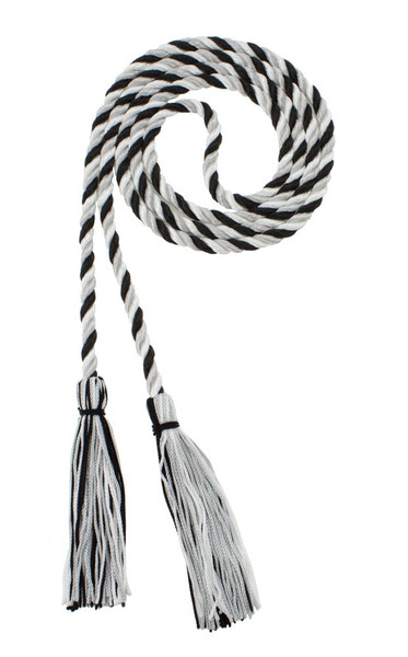 Tassel Depot Graduation Honor Cord - Black/Gray/White - Every School Color Available - Made in USA