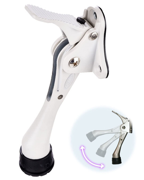 One Touch Kickdown Door Stopper, Door Holder, Heavy Duty Door Stops, Bottom of Door, Height-Adjustable Rubber Tips by HASHI (White 4 inch x 1pack)