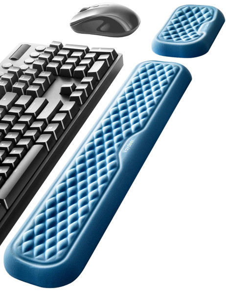 Vaydeer Wrist Rest for Keyboard and Mouse, Computer Ergonomic Wrist Support Pad, Soft Memory Foam Arm Cushion for Desk, Palm Hand Office Laptop Typing-Ocean Blue