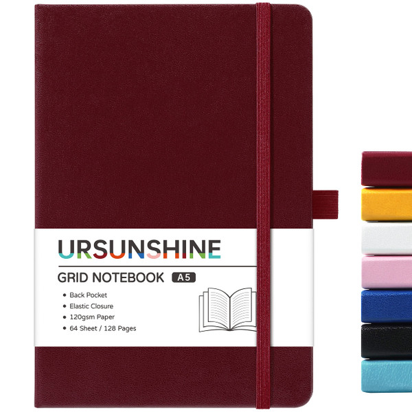 Blank Journal/Notebook - Classic Notebook/Journal with Ribbon Divider, Hardcover with Thick Paper, 5.3'' x 8.26'', Banded + Pen Holder +Inner Pocket - Burgundy