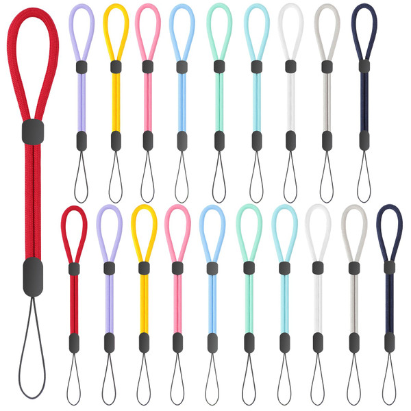 FrgKbTm Hand Wrist Strap Lanyard, 20 Pcs Colorful Adjustable Wrist Lanyard for Phone, Camara, Keys, USB Flash Drive, Wallet, ID Name Tag Badge, Mp3, Mp4