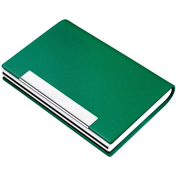 Padike Business Card Holder, Business Card Case Professional PU Leather & Stainless Steel Multi Card Case,Business Card Holder Wallet Credit Card ID Case/Holder for Men & Women. (U-Green)