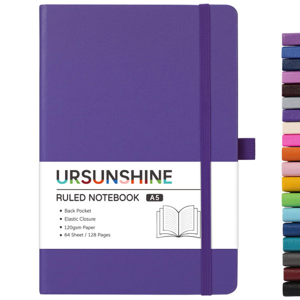 Ruled Notebook/Journal - Classic Lined Journal/Notebook, 5.3'' x 8.26'', Hardcover with Thick Paper, Banded + Pen Holder +Inner Pocket - Periwinkle