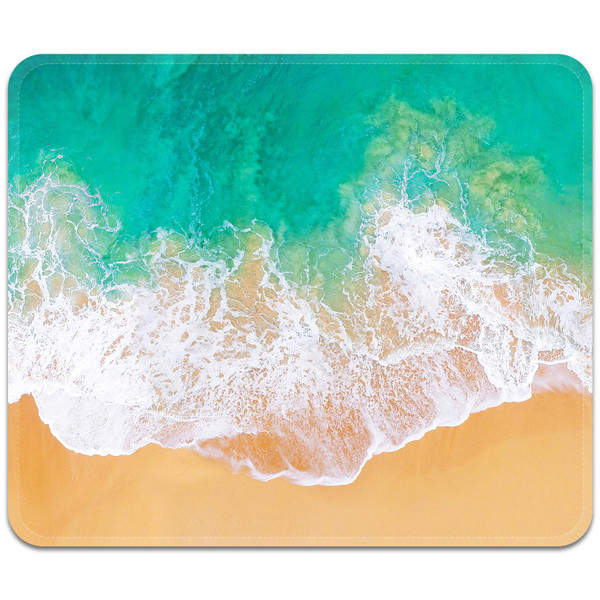 Square Mouse Pad with Stitched Edge, Premium Mousepad Washable Cloth. Computer Mouse Pad with Non-Slip Rubber Base, Mouse Pads for Computers Laptop Mouse 9.25x7.75x0.12 inch-Beach2