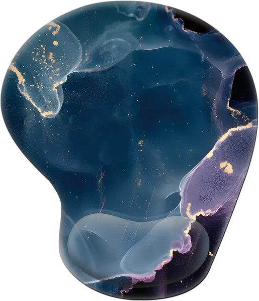 Ergonomic Mouse Pad with Wrist Rest Support, Mousepad with Comfortable Gel Wrist and Non-Slip PU Base for Pain Relief, Computer, Laptop, Office, Home (Marble-1)