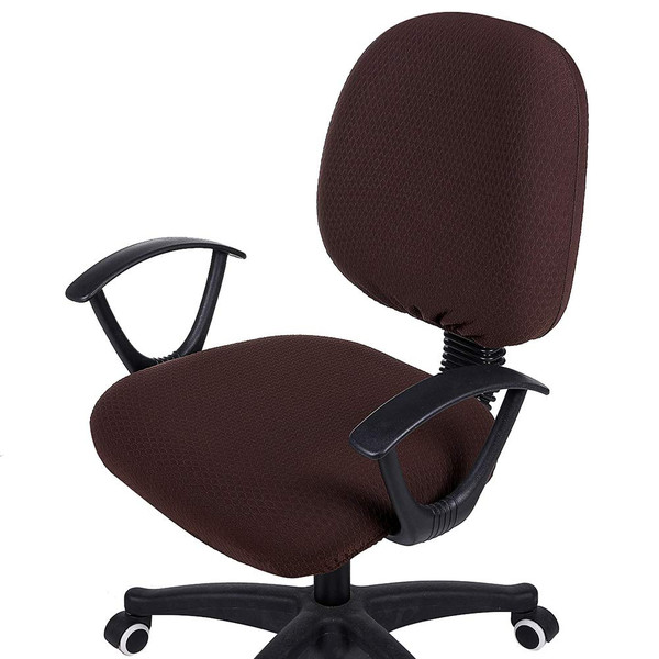 Smiry Stretch Jacquard Office Computer Chair Covers, Removable Washable Universal Desk Rotating Chair Slipcovers Protector, Seat + Backrest Cover, Chocolate