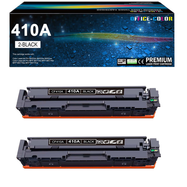 410A Black Toner Cartridge Replacement for HP 410A CF410A for HP Color Laser Pro M477fnw M477fdw M477fdn M452dn M452nw M477 Toner (2-Pack)