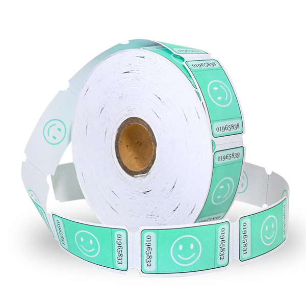 L LIKED Smile Raffle Tickets Single Roll Each Tickets Size 1 x 2 Inch for Events, Entry, Class Reward, Prizes,1000 Tickets Per Roll -Green
