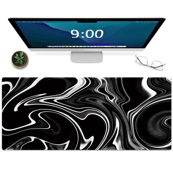 Galdas Gaming Mouse Pad XXL XL Large Mouse Pad Long Extended Big Mousepad Non-Slip Rubber Keyboard Mouse Pad with Stitched Edges for Laptop Home Office (31.5x11.8x0.08 Inch)  (Wave Black)