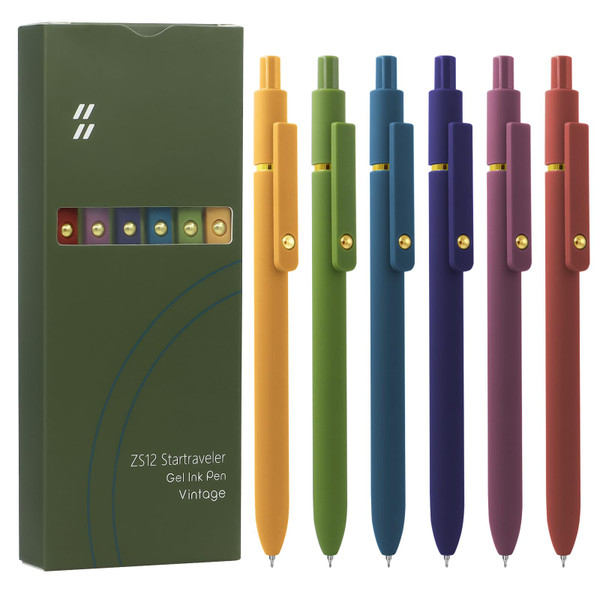 UIXJODO 6 Pcs Gel Pens 0.5mm Quick Dry Black Ink Pens Fine Point Smooth Writing Pens, Cute Office and School Supplies Gifts for Women Teacher Students (6 Pcs Vintage Gold)