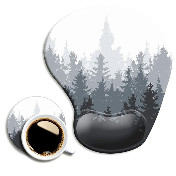 Ergonomic Mouse Pad with Wrist Support and Coaster,Mouse Pads with Non-Slip PU Base for Home Office Working Studying Easy Typing & Pain Relief Forest Pattern